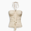 Ruffle Trim and Halter Tie In Cream