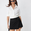 Twisted Waist Mini Skirt In Soft Black