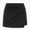 Twisted Waist Mini Skirt In Soft Black
