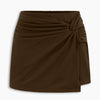 Twisted Waist Mini Skirt In Chocolate Brown