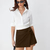 Twisted Waist Mini Skirt In Chocolate Brown