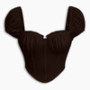 Puff Sleeve Sweetheart Neck Ruched Corset Top in Cocoa Brown