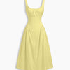 Scoop Neckline A-line Midi Dress in Butter Yellow