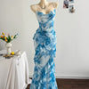 Ruffle Hem Floral Print Maxi Slip Dress