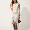 Asymmetrical Hem Sleeveless Midi Dress In White