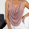 Backless Halter Cowl Neck Top in Dusty Pink