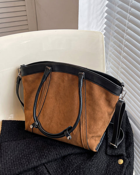 Detachable Strap Tote Bag in Rust Brown