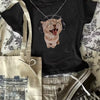 Playful Cat Graphic T-Shirt in Classic Black