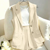Tailored Sleeveless Blazer Waistcoat in Cream