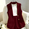 Tailored Sleeveless Blazer Waistcoat In Burgundy