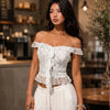 Off Shoulder Ruffle Hem Top in Classic White