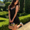 Sweetheart Tiered Ruffle Hem Mini Dress in Classic Black