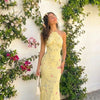 Halter Neck Fish Tail Hem Long Dress in Vanilla