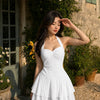 Halter Neck Sleeveless Layered Hem Fit and Flare Mini Dress in Classic White