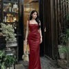 Sleeveless Fitted Maxi Dress in Red