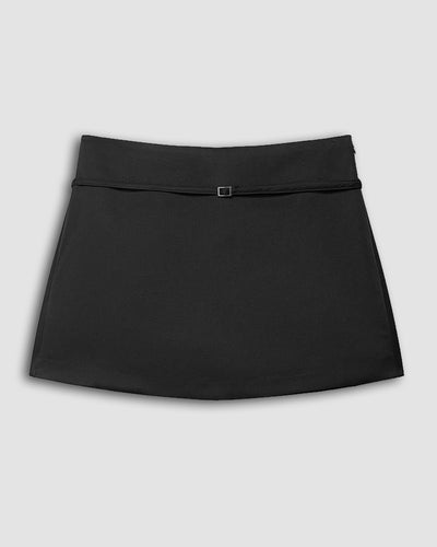 Solid Color Zipper Waist Skirt in Jet Black