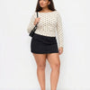Polka Dot Boat Neck Ruched  Top Curve & Plus in Pearl White