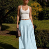 Cute High Waist A-Line Maxi Skirt in Baby Blue