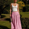 Cute High Waist A-Line Maxi Skirt in Powder Pink