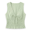 Checkered Smocked Waist V Neck Sleeveless Top