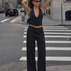 High Waist Wide Leg Trousers in Soft Black