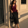 Wrap Tie Side Sleeveless Top in Maroon