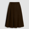 Pleated A-Line Midi Skirt in Cocoa Brown