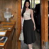 Pleated A-Line Mini Skirt in Soft Black