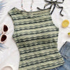 Striped Tie Strap Knit Cami Top in Sage Green