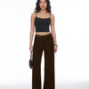 High Waist Wide Leg Trousers in Cocoa Brown