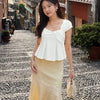 One Shoulder Pleated Peplum Top in Classic White