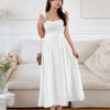Square Neck Sleeveless Sundress Midi Dress in Classic White