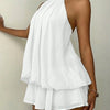 Halter Tie Neck Layered Mini Dress In Classic White