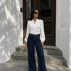 Draped Wrap Satin Top in Classic White