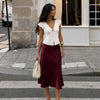 Satin Flared Maxi Skirt in Wine Maroon