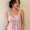 Sweetheart Sleeveless Drawstring Ruffle Top in Dusty Pink
