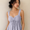 Sweetheart Sleeveless Drawstring Ruffle Top in Lilac