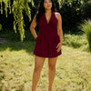 Collared Halter A-Line Mini Dress Curve and Plus in Burgundy
