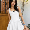 Bow Detail Fit and Flare Dress in Classic White