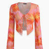 Tie Front Sheer Top in Rust Orange