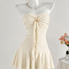 Starfish Detail Ruched Strapless Mini Dress in Cream
