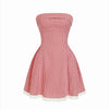 Gingham Strapless Fit and Flare Mini Dress in Classic Red