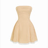 Gingham Strapless Fit and Flare Mini Dress in Butter Yellow