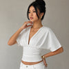 Blouson Ruched Waist Top in Off White