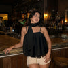 Ruched Bubble Hem Cami Top in Classic Black