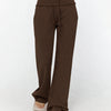 Casual Drawstring Wide Leg Trousers in Coffee Brown