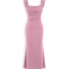 Square Neck Maxi Dress Curve and Plus in Dusty Pink
