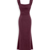 Square Neck Maxi Dress Curve and Plus in Wine Maroon