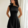 Knot Detail Fit and Flare Mini Dress in Classic Black