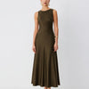 Sleeveless Round Neck Maxi Dress in Cocoa Brown